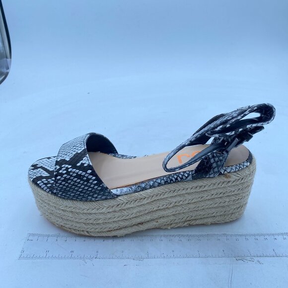 FSJ Snake Print Open Toe Platform Wedge High Heel Espadrilles Ankle Strap Sandal - Picture 2 of 8